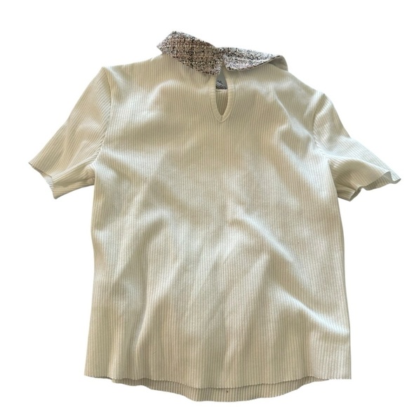 Francesca's Collections Cream Blouse with Peter Pan Collar - Picture 2 of 4